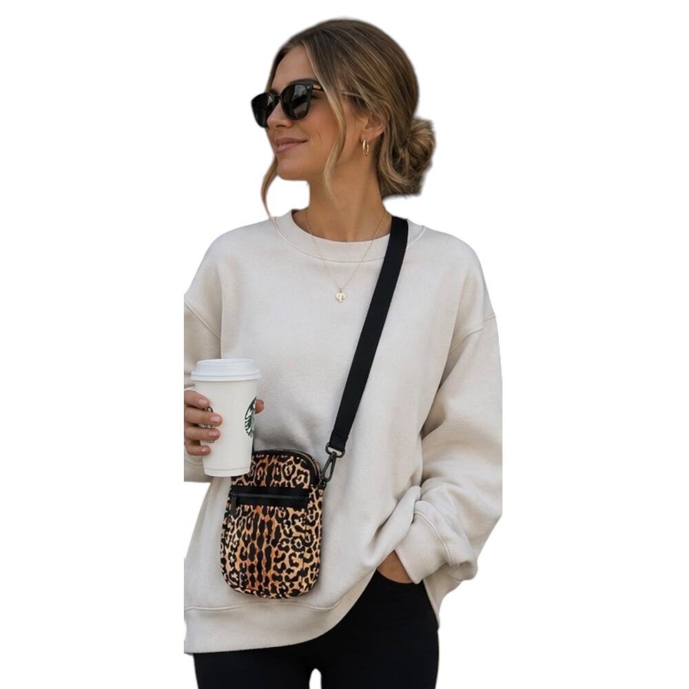 Parker & Hyde Leopard Print Neoprene Crossbody Cell Phone Bag